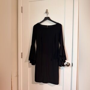 Elegant Black Dress with Flared Sleeves